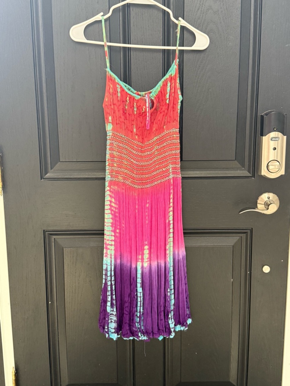 Vibrant Tie-Dye Dress in Coral, Pink & Purple